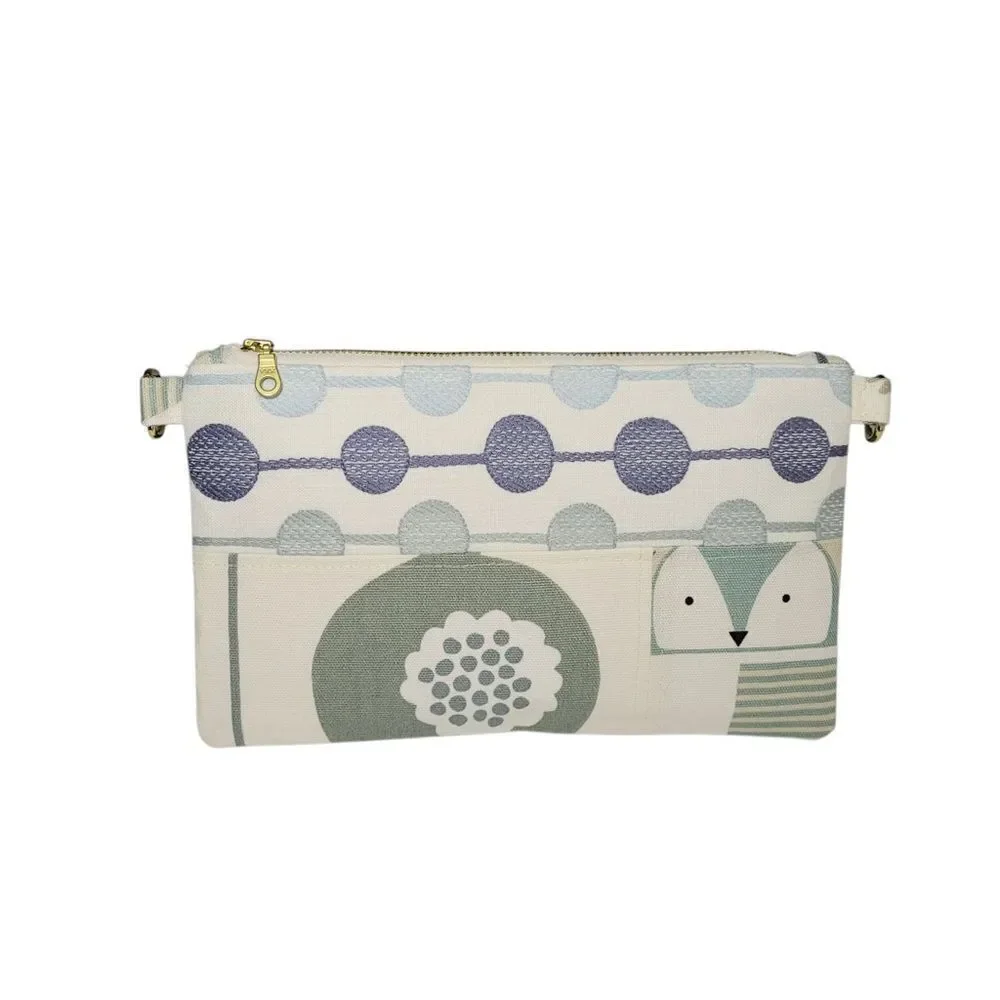 Henry Handbags Gray and White Zipper Pouch with Fox